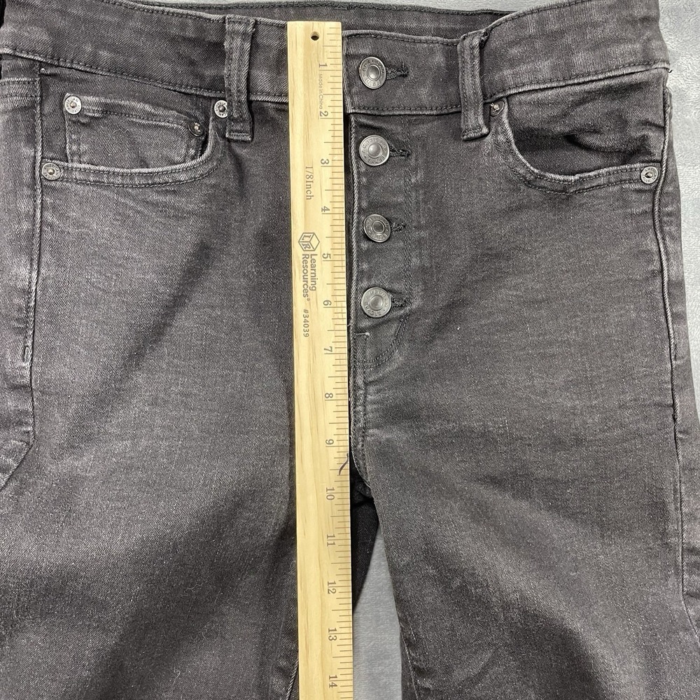 American Eagle Jeans Womens 8 Short Festival Flare Low Rise Black Button Fly - Picture 10 of 10